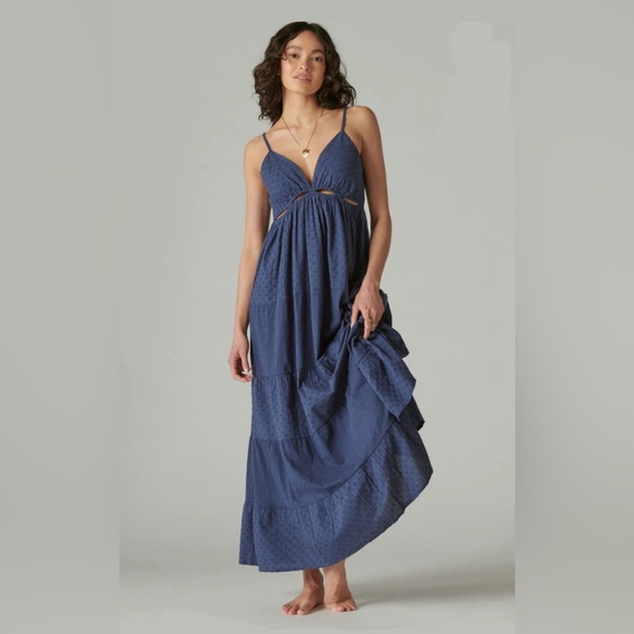Lucky Brand Cutout Tiered Maxi Dress - Picture 1 of 7